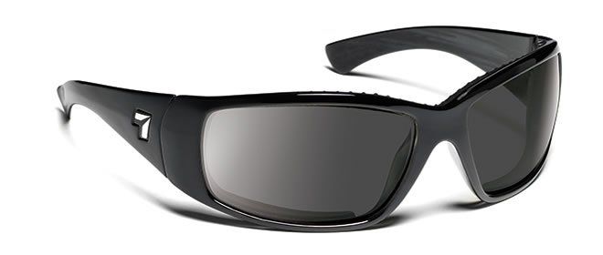 7eye by Panoptx Cyclone Glossy Black Frame with Sharp View Gray Sunglass