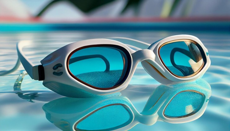  Image of swimming goggle with reflection