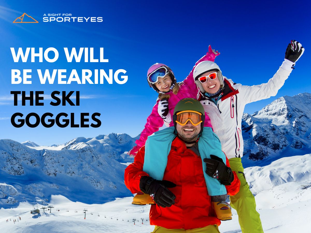  Happy skiers with ski goggles on snowy mountain