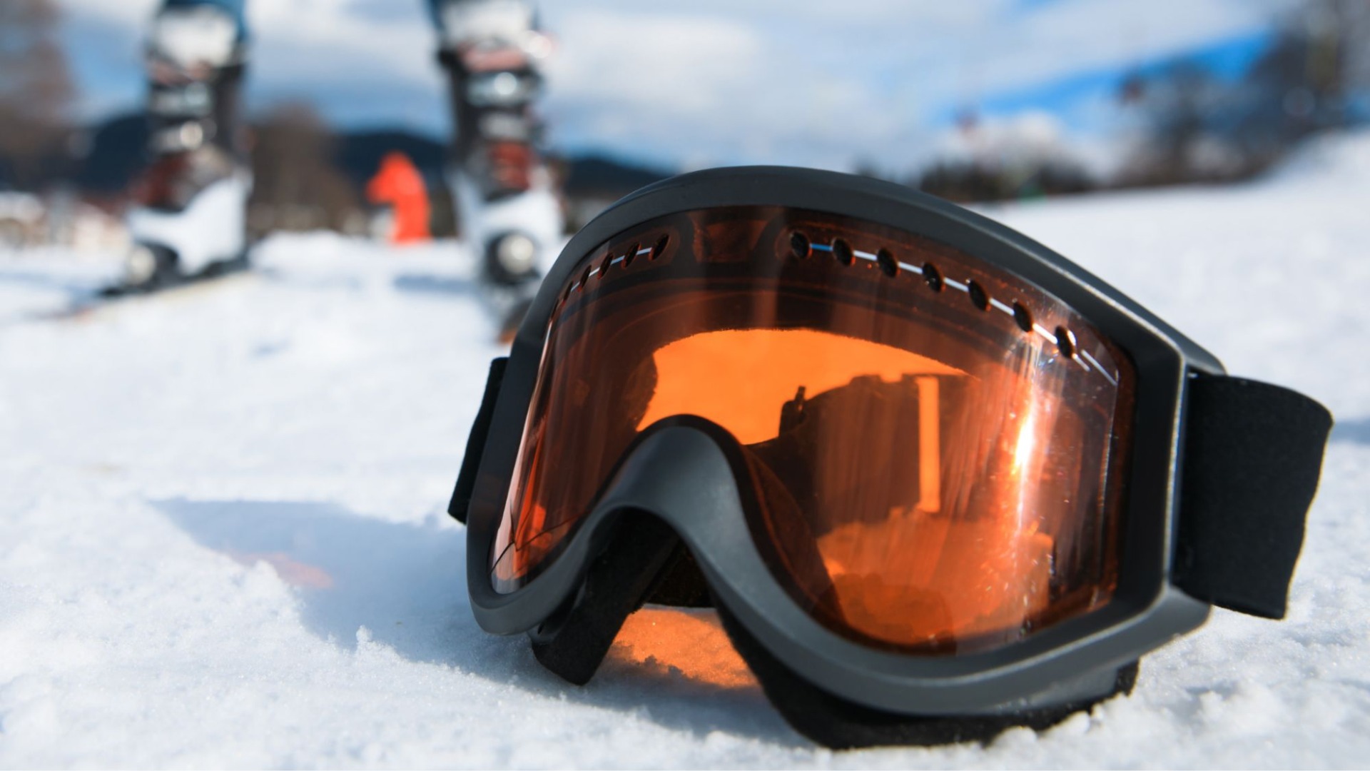 Ski goggles lying on snow