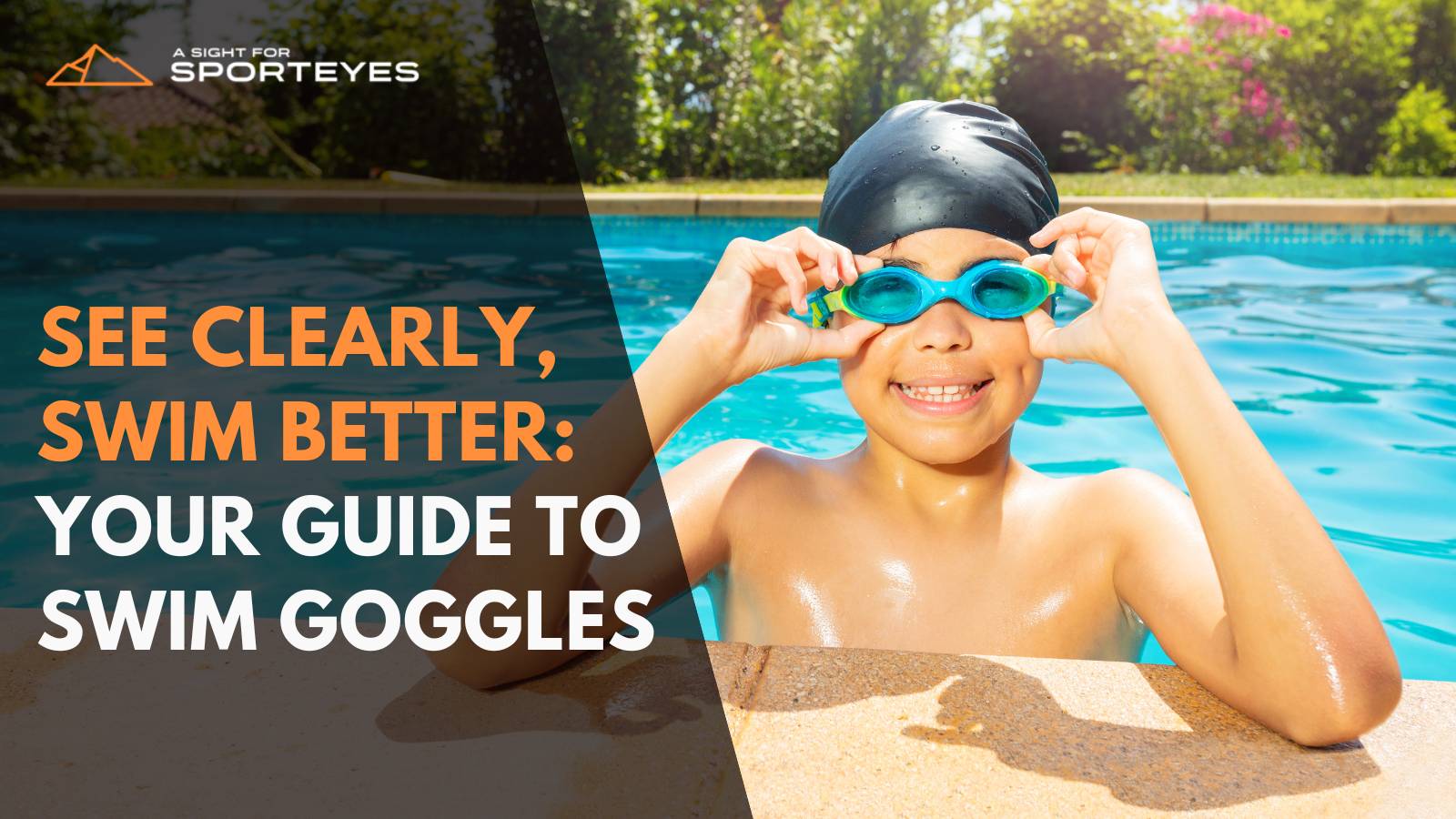  Kid enjoying at pool wearing swim goggles