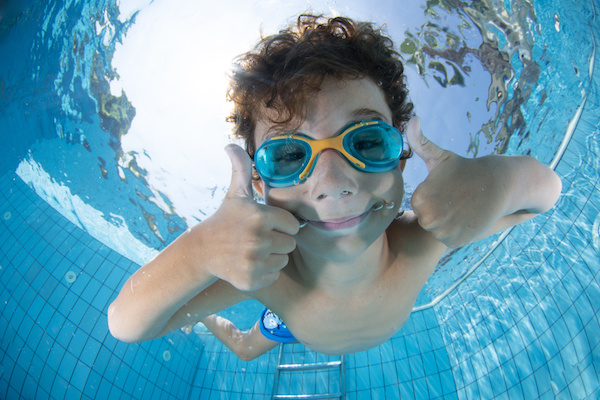 child with goggles