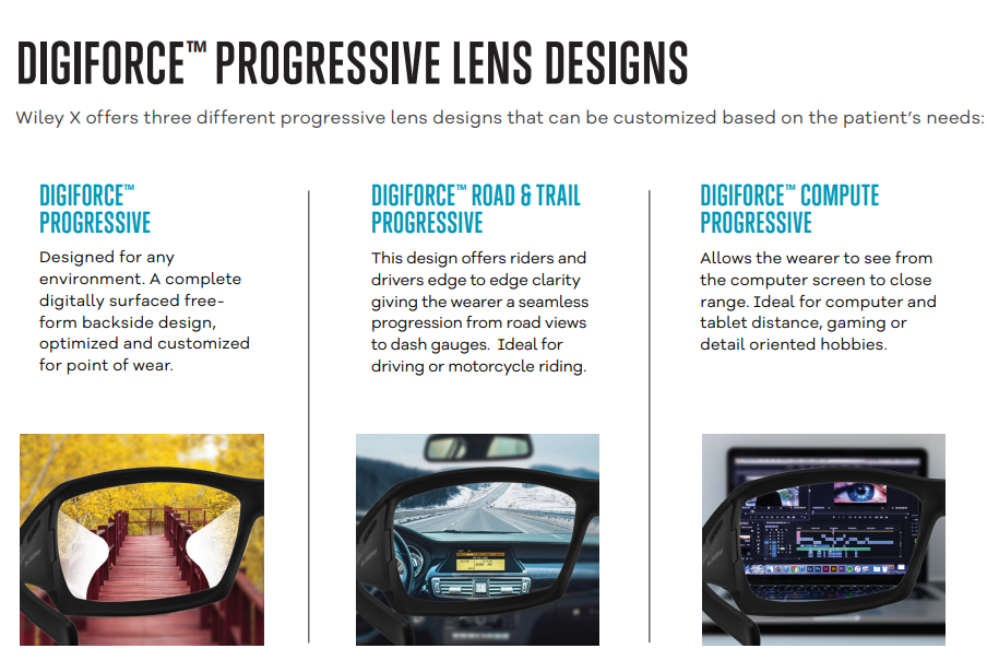 Wiley-X Progressive lens options